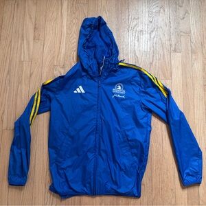 Adidas Blue Hooded Boston Marathon windbreak Jacket men’s small